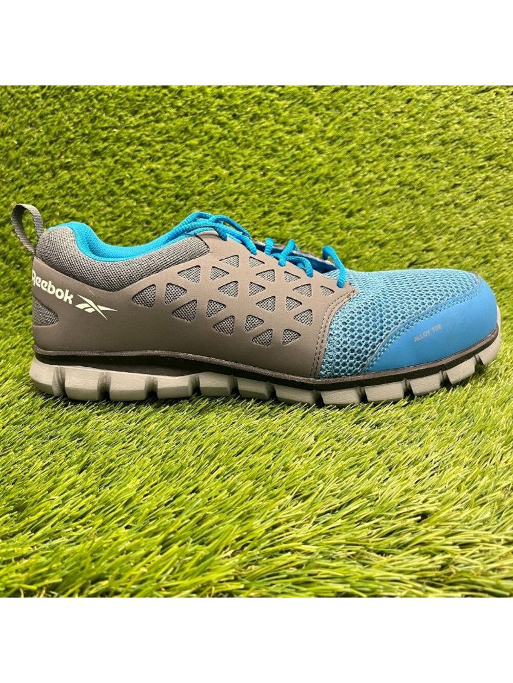 Reebok Sublite Cushion Mens Size 11.5 Blue Gray Alloy Toe Safety Work Shoes